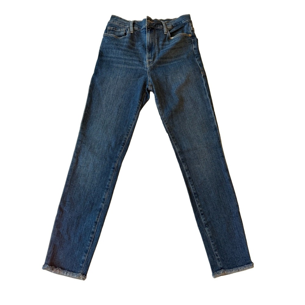 FRAME Ali Jeans Womens 27 Van Ness High Rise Cigarette Raw Hem Blue Denim
